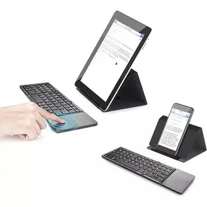 B033 Foldable Bluetooth Wireless Keyboard with Touchpad – Portable Mini Keyboard, Grey