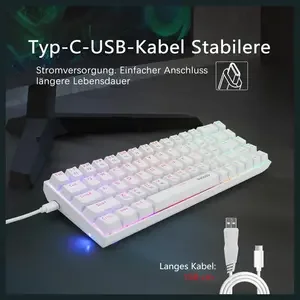 E-YOOSO Z-686 RGB Mechanical Gaming Keyboard – White, Red Switch, 68 Keys, Type-C Wired
