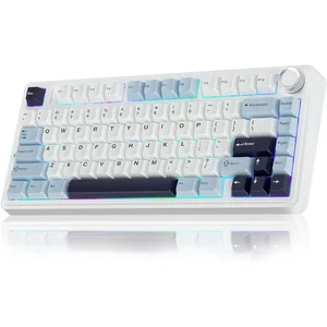 AULA F75 Glacier Blue Tri-Mode Wireless Mechanical Gaming Keyboard - Ice Vein Switch, Hot-Swap RGB 75%