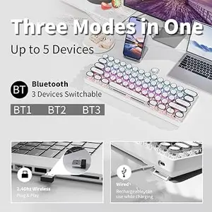 G61 RGB Backlit 61-Key Mechanical Keyboard – Tri-Mode Type-C Wired, 2.4GHz Wireless, Bluetooth 5.0