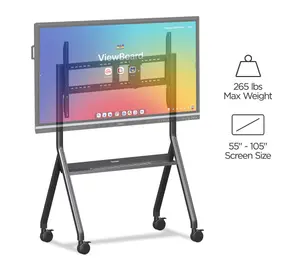 ViewSonic VB-STND-009 Slim Trolley Cart Mobile Floor Stand for 55-105" ViewBoard Interactive Displays - 120kg Capacity with Lockable Wheels