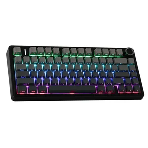 AULA F75 Black Panel + Black Dark Gray Milk White Switch Tri-Mode Mechanical Gaming Keyboard - Wireless Hot-Swap RGB