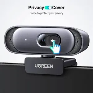 UGREEN CM778 2K Full HD USB Webcam (Silver) - 1080P 60FPS, Auto Focus, Dual Mic, Privacy Cover