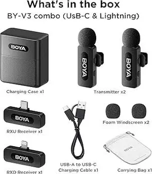 BOYA BY-V3 Combo Dual Wireless Microphone – For iOS + Type-C