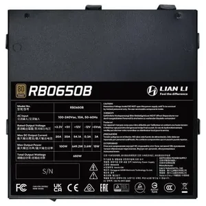 Lian Li RB0650B RB Series 650W 80 Plus Bronze Power Supply Unit (PSU) – UK, Gaming PC ATX PSU