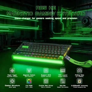 Attack Shark R85HE 75% Wired Rapid Trigger Magnetic Switch Gaming Keyboard – 8KHz, Custom RGB, Green