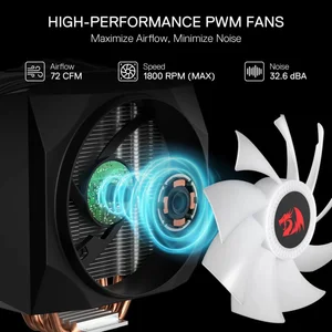 Redragon BALDER AIR CC-2199 CPU Cooler 120mm ARGB PWM Fan 1800RPM 72CFM High Airflow Low Noise Intel AMD Air Cooler Gaming PC
