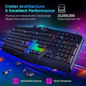 T-Dagger Tanker Rainbow TGK106 Wired Gaming Keyboard 104 Key RGB Backlit USB Keyboard