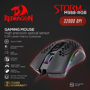 Redragon Storm Elite M988-RGB Wired Gaming Mouse 85g Ultralight 32000 DPI