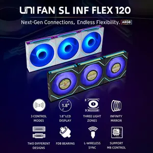 Lian Li 12SLIN1F3B UNI FAN SL-INF Flex 120 ARGB Fan Triple Pack with L-Wireless Controller – Black