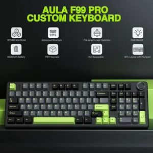 AULA F99 Pro Thunder Black (Black + Dark Blue + Orange) Star Vector Switch Tri-Mode Mechanical Gaming Keyboard - Wireless Hot-Swap RGB
