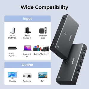 UGREEN HDMI Switch 3 In 1 Out 4K 60Hz with Remote HDR10 Plus for PS5 PS4 Xbox TV Fire Stick Blu-Ray