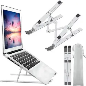 Foldable Desktop Laptop Stand Silver Portable Aluminum Riser