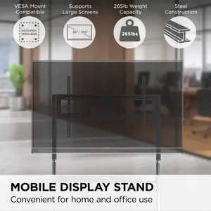 ViewSonic VB-STND-009 Slim Trolley Cart Mobile Floor Stand for 55-105" ViewBoard Interactive Displays - 120kg Capacity with Lockable Wheels