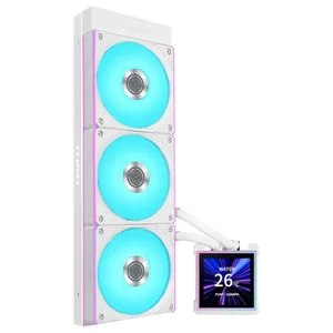 Lian Li GHS2LCDS36NW HydroShift II LCD-S 360N Fanless 360mm AIO Liquid CPU Cooler – White, LCD Display Pump Head