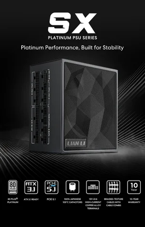 Lian Li SX1200P SX Platinum 1200W 80 Plus Platinum Power Supply – Black, UK, High-End Gaming PSU