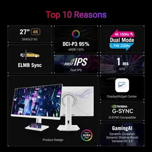 ASUS ROG Strix XG27UCG White Edition 27" Dual-Mode 4K UHD Gaming Monitor - 4K 160Hz / FHD 320Hz
