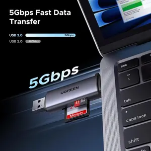 UGREEN USB 3.0 Dual Card Reader SD + TF MicroSD | Fast Memory Card Reader for PC Laptop