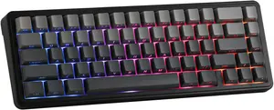 AULA HI65 Black Wired Mechanical Gaming Keyboard - Silent Cotton Candy Switch, Compact 65%