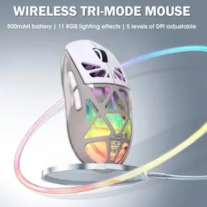 ONIKUMA CW930 White Honeycomb Tri-Mode Wireless Gaming Mouse - RGB, Ultra Polling