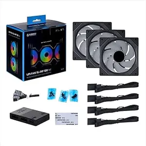 Lian Li 12SLIND1F3B UNI FAN SL-INF Flex LCD 120 Fan Triple Pack (3pcs) – Black, LCD Display ARGB Case Fans