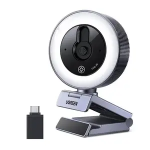 UGREEN 65857 2K Webcam with 4-Level Ring Light and Microphone Privacy Cover