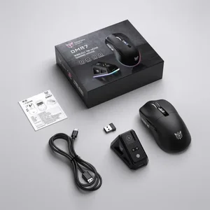 ONIKUMA DM07 Black Tri-Mode Wireless Gaming Mouse with Charging Dock - PAW3311, 24000 DPI, RGB