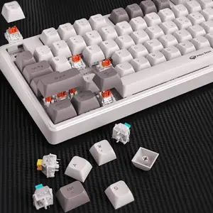 Meetion MK14 White Mechanical Keyboard – Wired + 2.4G + Bluetooth Tri-Mode, Hot-Swappable Switches, RGB Backlit, TKL 87% Layout