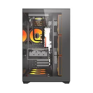 Darkflash C280 E-ATX Gaming PC Case Black - Panoramic Dual Tempered Glass Full Tower Cabinet with 7 ARGB Fans, Supports Back-Connect Motherboard & RTX GPUs