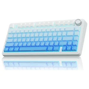 AULA F75 Gradient Blue Side Engraved Star Vector Switch Tri-Mode Mechanical Gaming Keyboard - Wireless Hot-Swap RGB