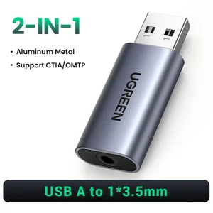 UGREEN USB-A to 3.5mm External Stereo Sound Adapter Gray