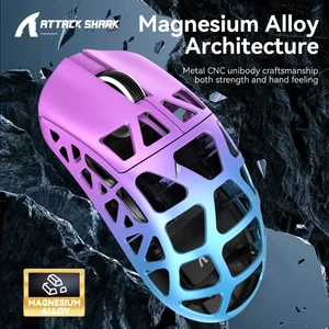Attack Shark R3 Magnesium Alloy Gaming Mouse – 46g Superlight, Bluetooth / 2.4GHz / Wired, Purple