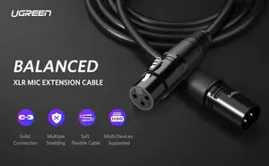 UGREEN 20712 AV130 XLR Microphone Extension Cable – 3-Pin XLR Male to Female, 5 Meter