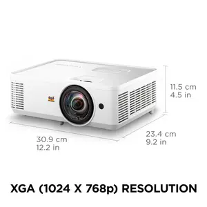 ViewSonic PS502X 4000 ANSI Lumens XGA Short Throw Projector for Classroom & Business - Dual HDMI, 16W Speaker, 0.61 Throw Ratio