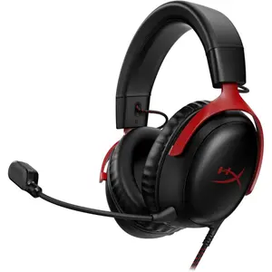 HyperX Cloud III Wired Gaming Headset with 53mm Angled Drivers, DTS Headphone:X Spatial Audio, 10mm Noise-Cancelling Detachable Microphone, Memory Foam Comfort for PC, PS5, Xbox & Nintendo Switch