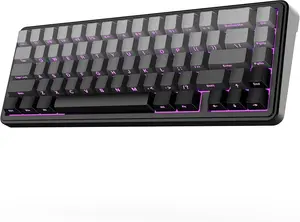 AULA HI65 Black Wired Mechanical Gaming Keyboard - Silent Cotton Candy Switch, Compact 65%