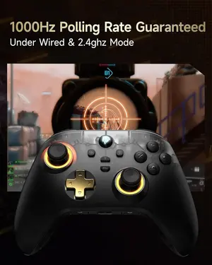 EasySMX D05 PC Controller - Enhanced Wireless Bluetooth Pro Controller with Charging Dock/Hall Sensor/RGB Lighting, No Stick Drift, No Dead Zone, Work for Windows PC, Android, Steam and Switch