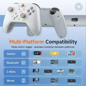 EasySMX X05 Gaming Controller, Hall Effect Joysticks, Multiplatform, RGB Effects, Adjustable 5-Level Vibration, 750mAh Battery, Oyster White