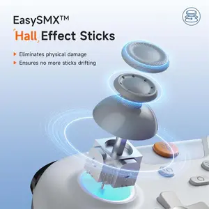 EasySMX X05 Gaming Controller, Hall Effect Joysticks, Multiplatform, RGB Effects, Adjustable 5-Level Vibration, 750mAh Battery, Oyster White