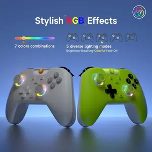 EasySMX X05 Gaming Controller, Hall Effect Joysticks, Multiplatform, RGB Effects, Adjustable 5-Level Vibration, 750mAh Battery, Oyster White