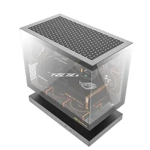 Darkflash FLOATRON F1 M-ATX Gaming PC Case Black - Floating Base Design, Tempered Glass with 6 Fans, Supports 425mm GPU & 360mm Radiator, USB-C