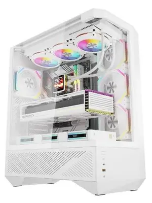 Darkflash DY460 ATX Full Tower Gaming PC Case White - Triple Tempered Glass Panoramic Cabinet, Supports RTX 4090 & 400mm GPU, USB Type-C