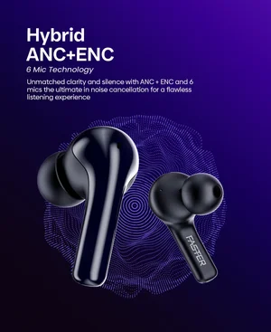 Faster FusionX Wireless Earbuds – Hyper Low Latency, 6 Mic Technology, Hybrid ANC+ENC, Surround Sound