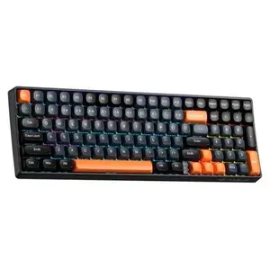 AULA AMG65 White-Black-Orange Aluminum Wired Mechanical Gaming Keyboard - Silent Cotton Candy Switch