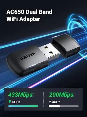 UGREEN AC650 11ac Dual-Band Wireless USB WiFi Adapter for PC Laptop