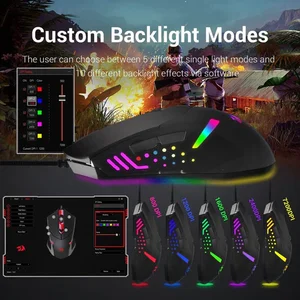 Redragon CENTROPHORUS M601 RGB Wired Gaming Mouse High Precision Optical Sensor Adjustable DPI Ergonomic Gaming Mouse for PC Laptop