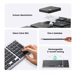 UGREEN Ultra Slim Wireless Keyboard | Compact Bluetooth & 2.4GHz Wireless Keyboard for Windows, Mac, iPad & Android