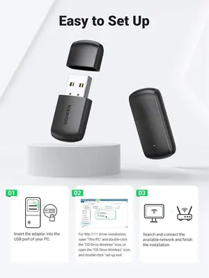 UGREEN AC650 11ac Dual-Band Wireless USB WiFi Adapter for PC Laptop