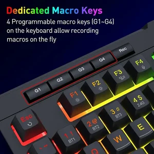 Redragon SHIVA PRO K525 PRO RGB Tri-Mode Gaming Keyboard – Wireless 2.4GHz, Bluetooth & USB-C Wired Mechanical Feel Keyboard with Macro Keys