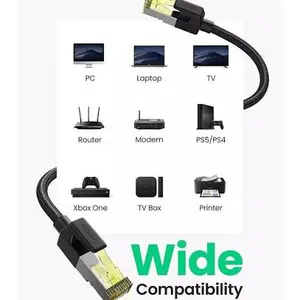 UGREEN Cat 7 Braided Ethernet Cable 10m Pure Copper | High Speed 10Gbps LAN Cable